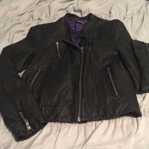 Girls George Faux Leather Jacket Medium
